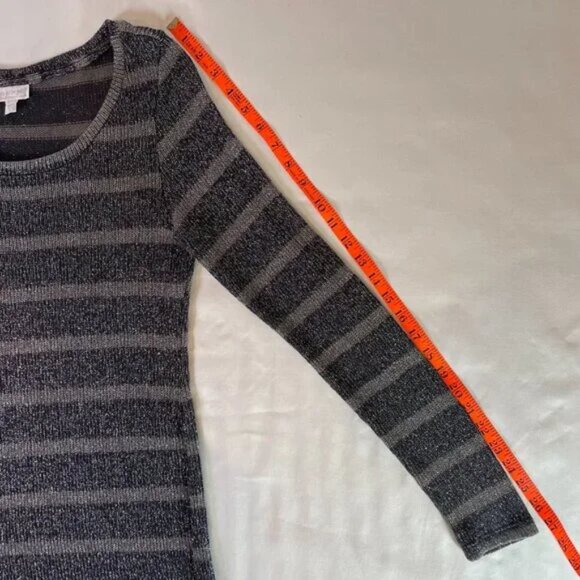 A Pea in the Pod Maternity Tunic Sweater Metallic Gray Stripe Long Sleeve Size S - Picture 8 of 11